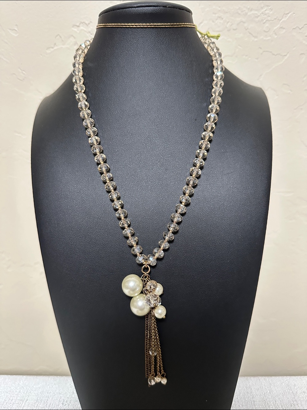 Spring Street Glass Faucet Bead & Pearl Tassel Necklace